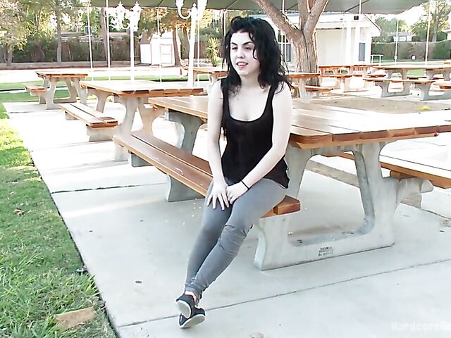 Hard gangbang DP with dark-haired Tegan Tate