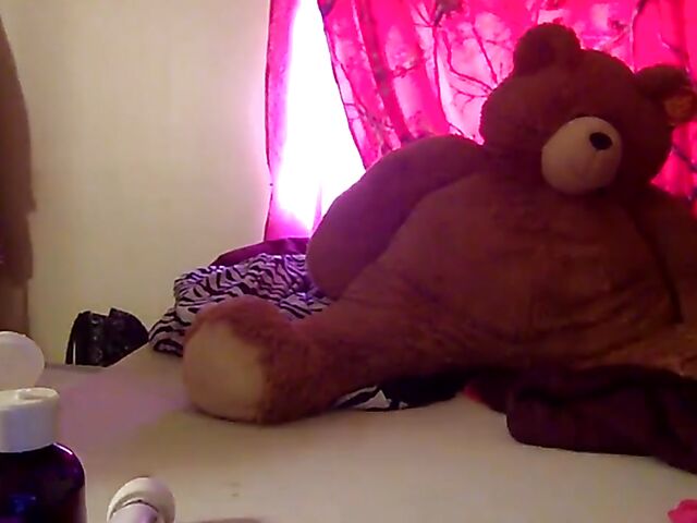 Lily Glee home alone masturbating with her teddy bear in lockdown