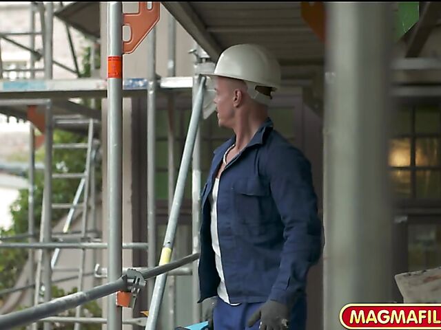 Leggy German MILF with long dark hair Bodo tricks a handyman into fucking her pierced cunt