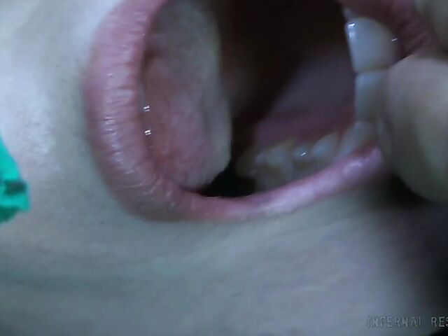 Strap-on from behind and caning punishment for helpless Claire Adams with heavily pierced pussy lips