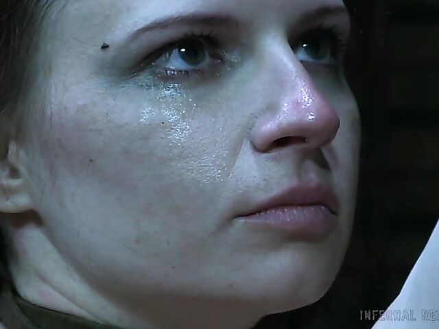 Strap-on from behind and caning punishment for helpless Claire Adams with heavily pierced pussy lips