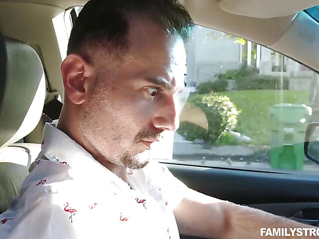 Slut daughter in a mini skirt Ellie Eilish pulls her panties aside to let her step daddy fuck her snatch