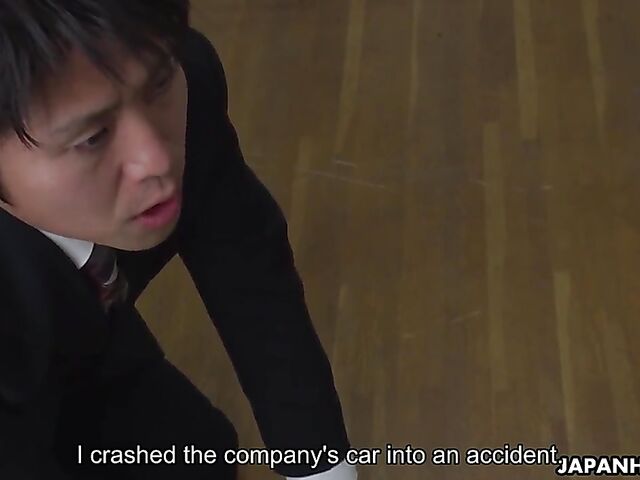 Japanese MILF with a loose pussy Asuka Kyono helps her co-worker to cum