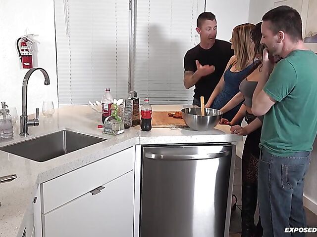 Two couples foursome with Davina Davis and Jeni Marie