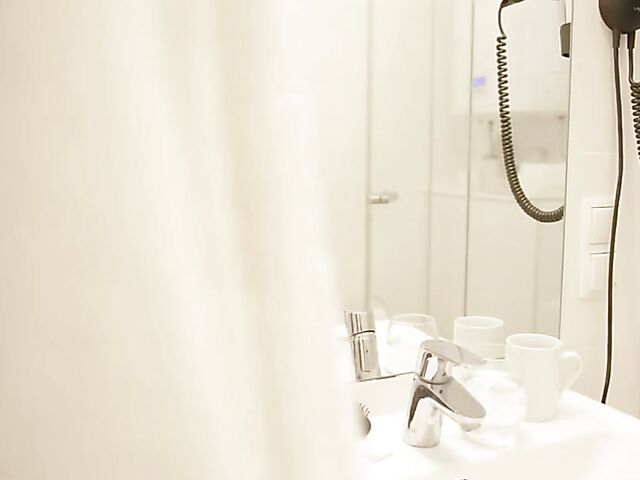 Blonde small tits cutie Melissa E enjoys her roommate's cock in her bald pussy