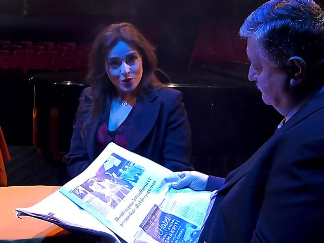 Italian porn by Mario Salieri features a natural busty burlesque queen seducing a guy to music