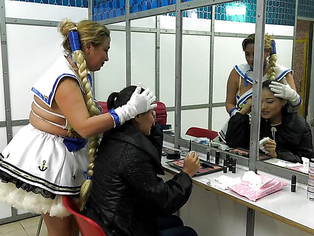 Italian porn by Mario Salieri features a natural busty burlesque queen seducing a guy to music