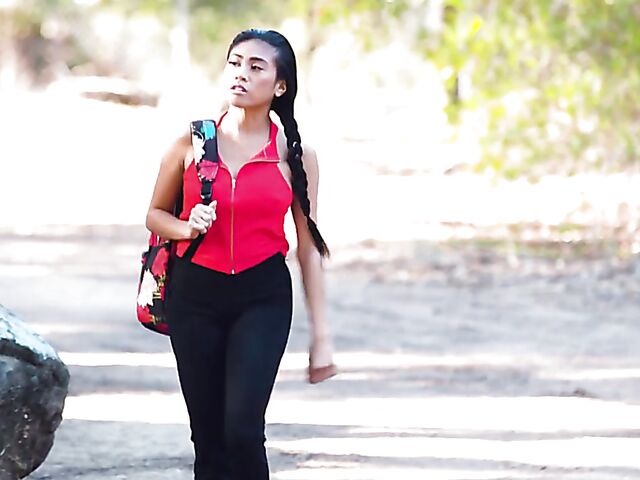 Young lesbian Emily Willis and her exotic friend Ember Snow do it on the couch