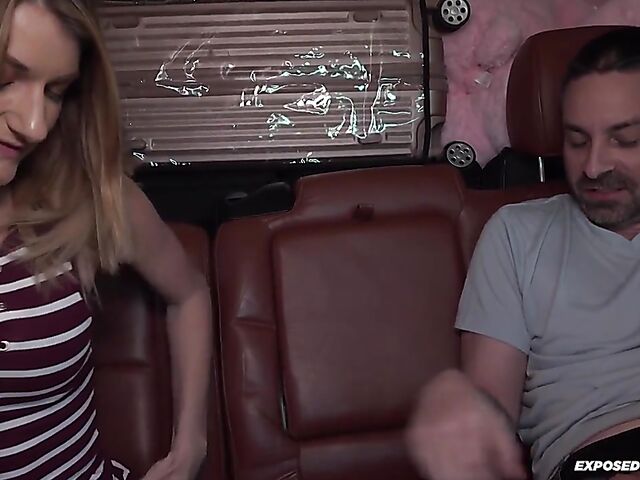 Car blowjob in the backseat with skinny Jeni Marie