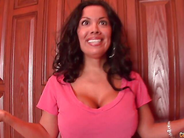 Huge boobs brunette Sienna West sucking black cock in the pool