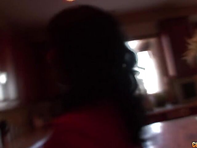 Huge boobs brunette Sienna West sucking black cock in the pool