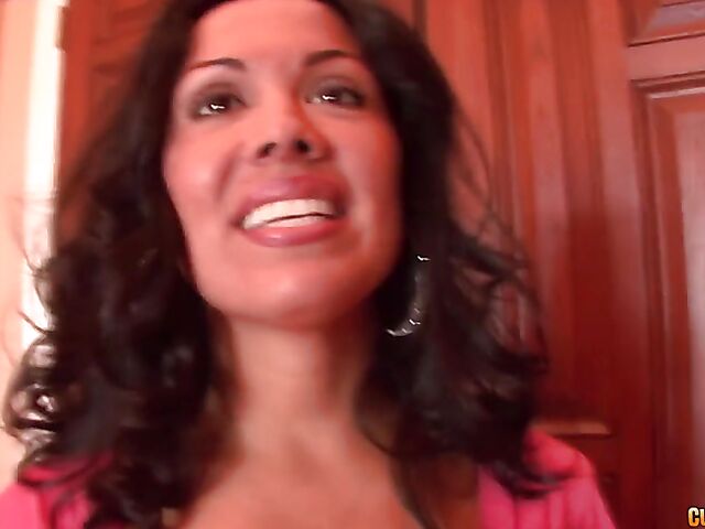 Huge boobs brunette Sienna West sucking black cock in the pool