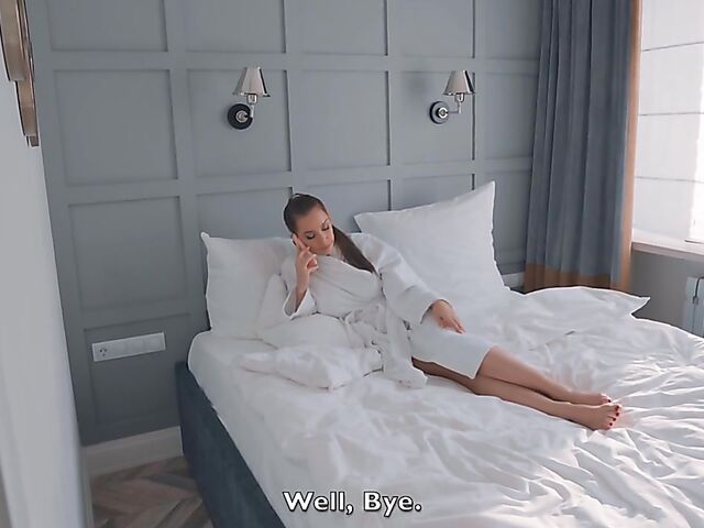 Sexy russian babe Kristina Sweet gets massaged and fucked in bed by her husband's son