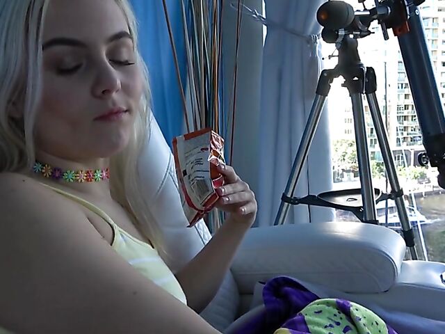 Naughty blonde sister Aria Banks with her horny big stepbrother POV