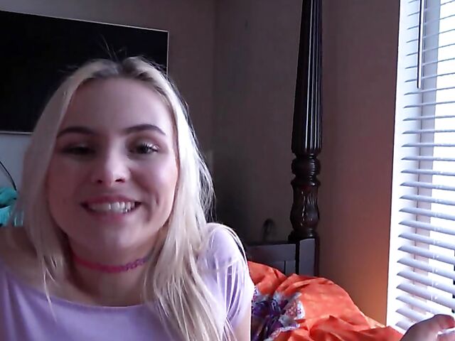 Naughty blonde sister Aria Banks with her horny big stepbrother POV