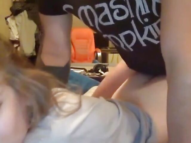 Real amateur teen couple filming sex and blowjob