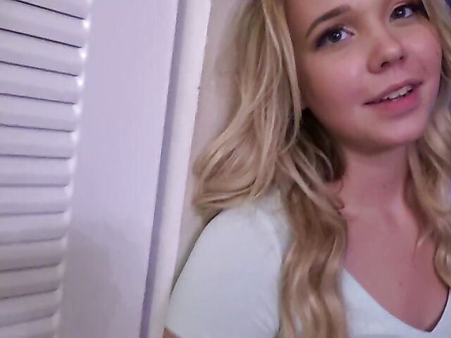 POV babysitter teen Jazmin Grey makes that cock cum