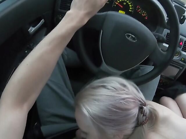 Car POV with russian teen hitchhiker Stacy Starando