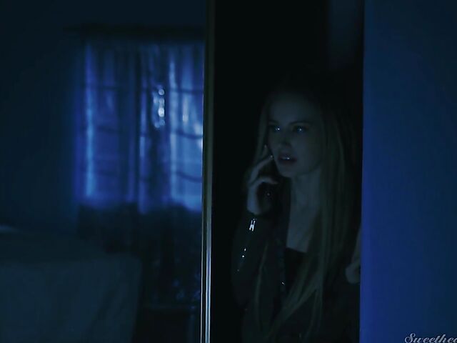 Lesbian tattoo babe Jessie Lee eats Scarlett Sage's pussy in the night