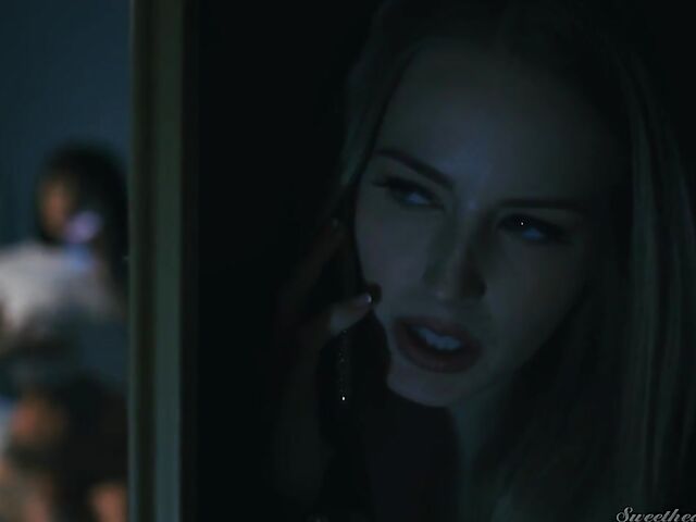 Lesbian tattoo babe Jessie Lee eats Scarlett Sage's pussy in the night