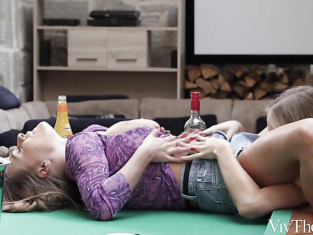 Aislin & Josephine Jackson - Lesbian licking pussy after party