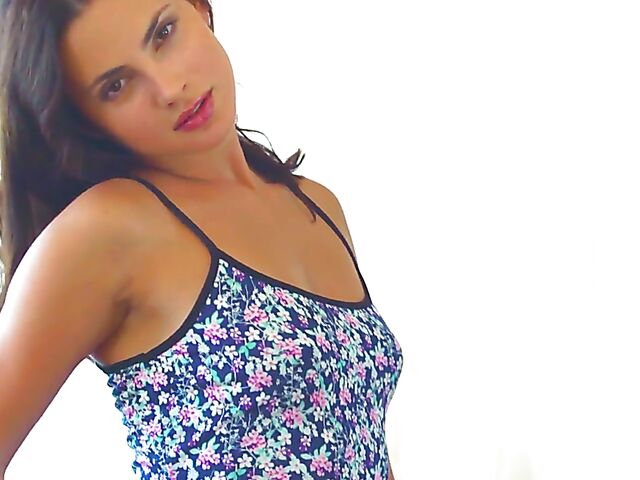 Beautiful solo with small tit brunette Jasmine Jazz