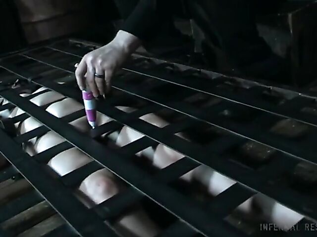 BDSM slave Keira Croft is naked and helpless