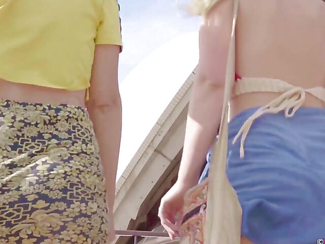 Blonde Australian lesbians Juniper and Ray visit Sydney