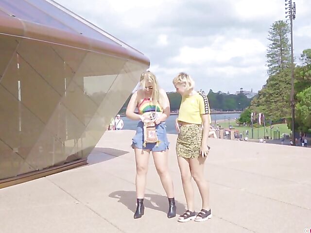 Blonde Australian lesbians Juniper and Ray visit Sydney