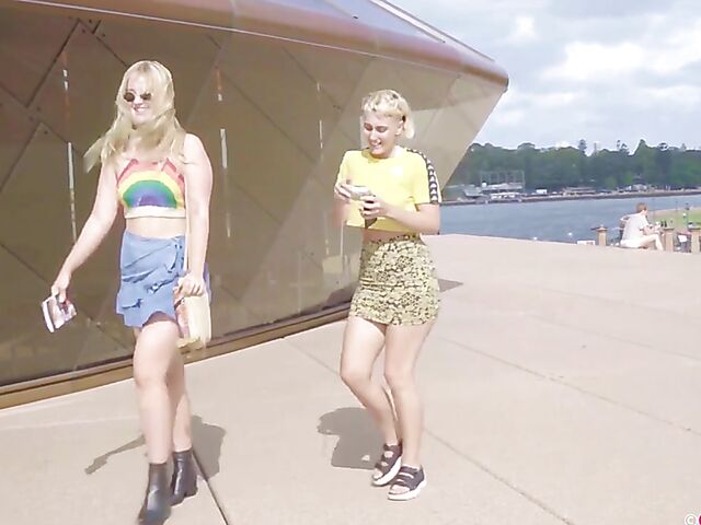 Blonde Australian lesbians Juniper and Ray visit Sydney