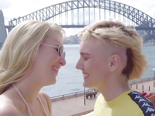 Blonde Australian lesbians Juniper and Ray visit Sydney