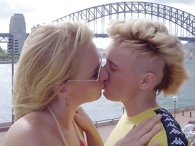 Blonde Australian lesbians Juniper and Ray visit Sydney