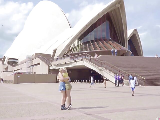 Blonde Australian lesbians Juniper and Ray visit Sydney