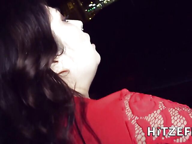 Street sex in the night with whoring german mom Liz De Lane