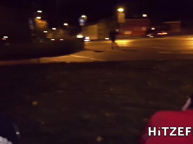 Street sex in the night with whoring german mom Liz De Lane