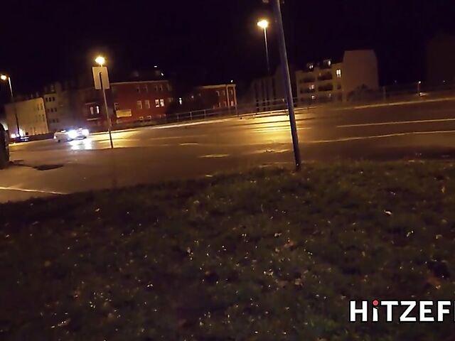 Street sex in the night with whoring german mom Liz De Lane