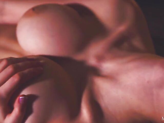 Erotic hot babe solo with Mila Azul drinking wine and masturbating by the fire