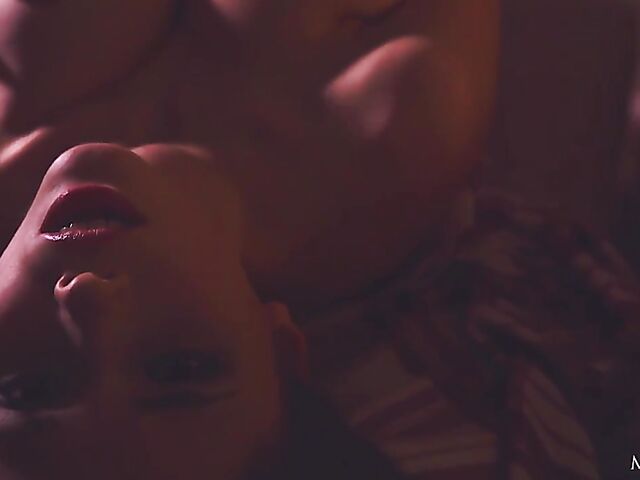 Erotic hot babe solo with Mila Azul drinking wine and masturbating by the fire