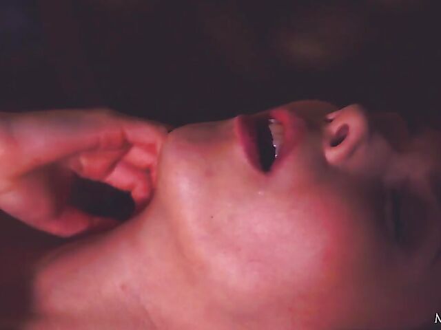 Erotic hot babe solo with Mila Azul drinking wine and masturbating by the fire