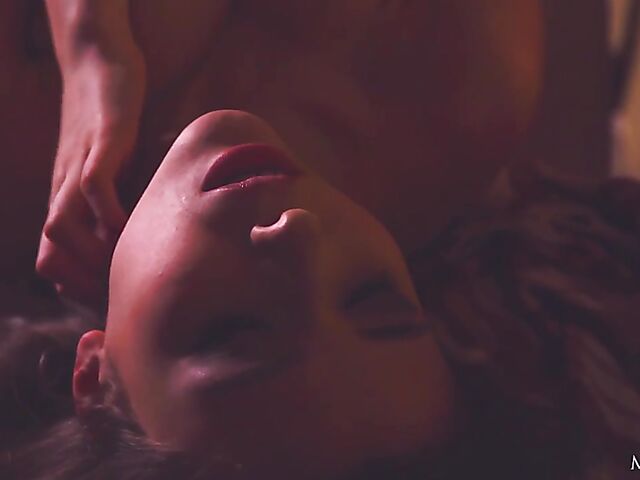 Erotic hot babe solo with Mila Azul drinking wine and masturbating by the fire