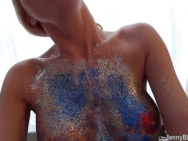 Glitter boobs POV BJ from big-eyed Jenny Blighe