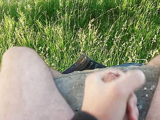 Public jerk off from your point of view in nature 