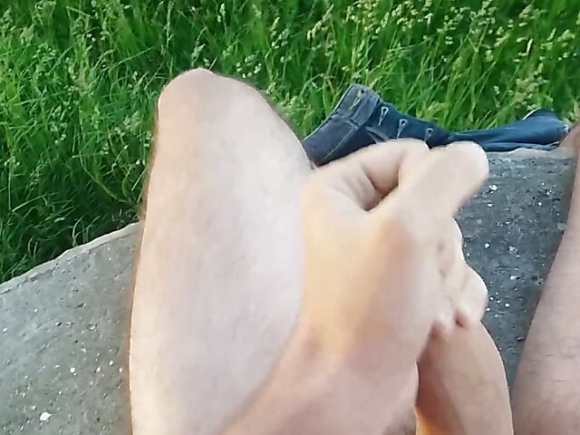 Public jerk off from your point of view in nature 