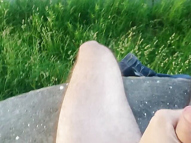 Public jerk off from your point of view in nature 
