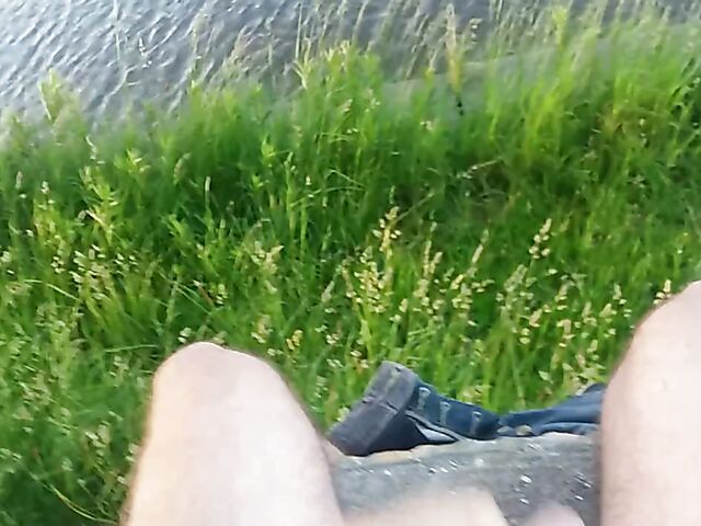 Public jerk off from your point of view in nature 