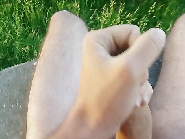 Public jerk off from your point of view in nature 