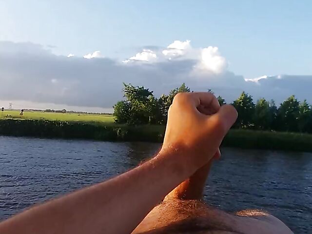 Public jerk off from your point of view in nature 