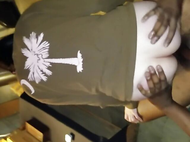 Homemade interracial fuck with her black lover and another creampie from her cucked husband