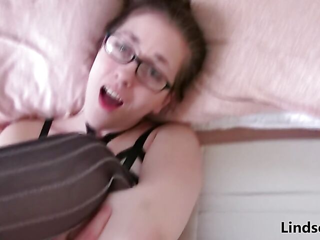 POV girlfriend with glasses Lindsey Love fucking with a butt plug