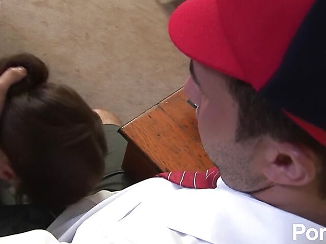 Teacher MILF fucks pervy Keiran Lee in the classroom